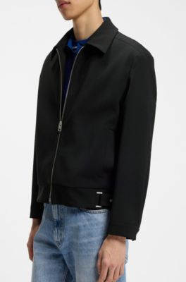 Chaqueta de ajuste moderno en lona el&aacute;stica de altas prestaciones, Negro