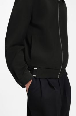 Modern-fit jacket in performance-stretch canvas, Black