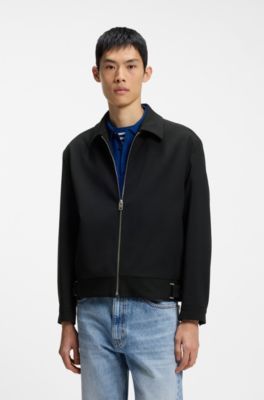 Chaqueta de ajuste moderno en lona el&aacute;stica de altas prestaciones, Negro