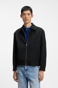 Modern-fit jacket in performance-stretch canvas, Black