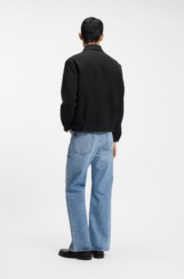 Modern-fit jacket in performance-stretch canvas, Black