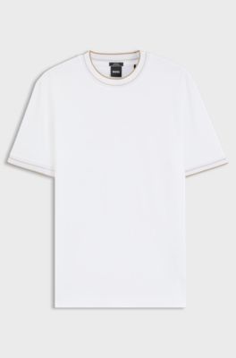 Slim-fit cotton T-shirt with crew neck, White
