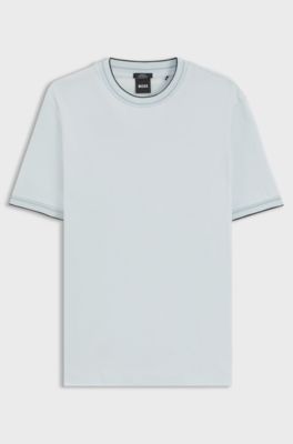 Slim-fit cotton T-shirt with crew neck, Light Blue