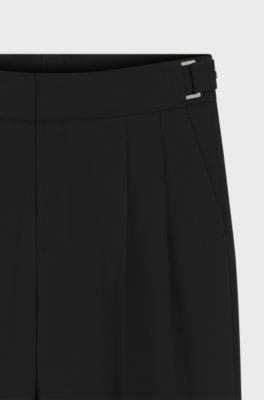 Formal trousers with adjustable waistband and virgin wool blend, Black