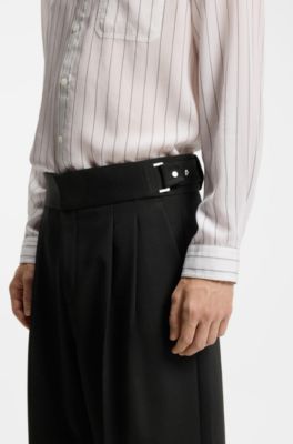 Formal trousers with adjustable waistband and virgin wool blend, Black