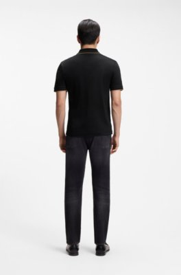 Boss Slim-fit polo shirt in mercerised cotton pikéer herr – bild 3