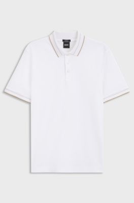 Slim-fit polo shirt in mercerised cotton, White
