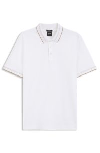 Slim-fit polo shirt in mercerised cotton, White