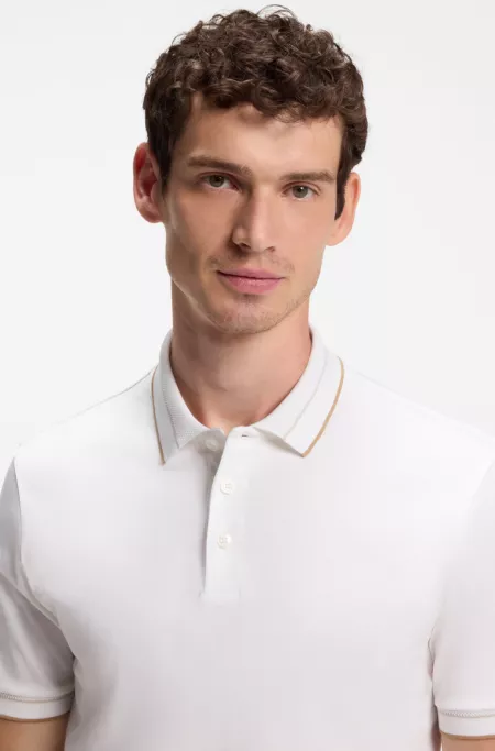 Slim-fit polo shirt in mercerised cotton