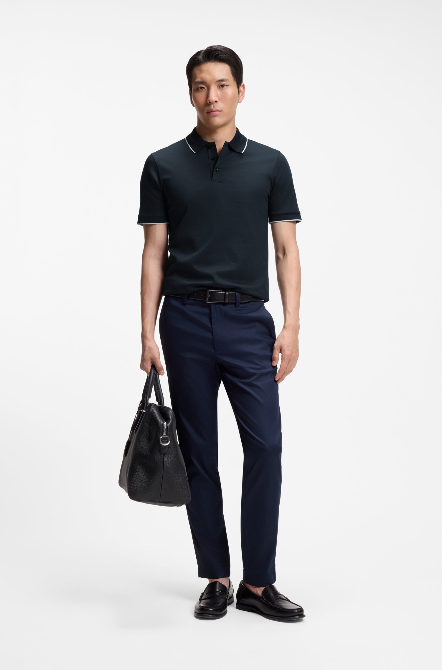 Boss Slim-fit polo shirt in mercerised cotton pikéer herr – bild 2