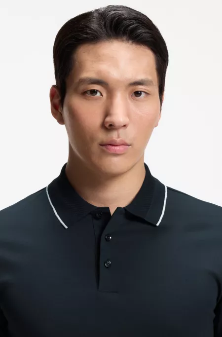 Slim-fit polo shirt in mercerised cotton