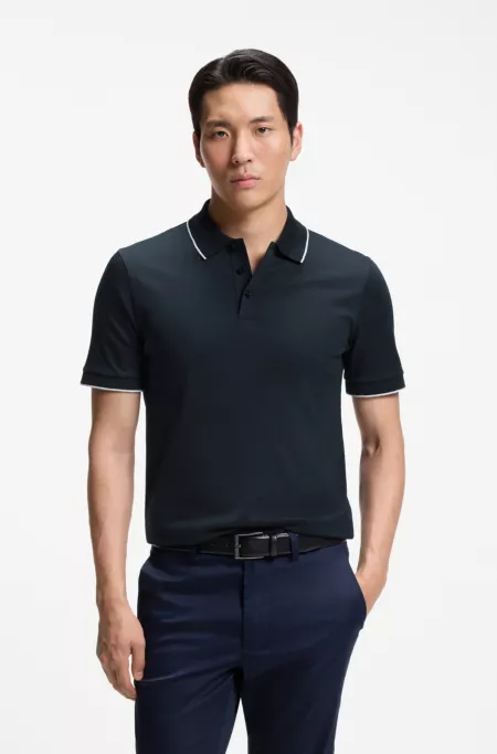 Slim-fit polo shirt in mercerised cotton