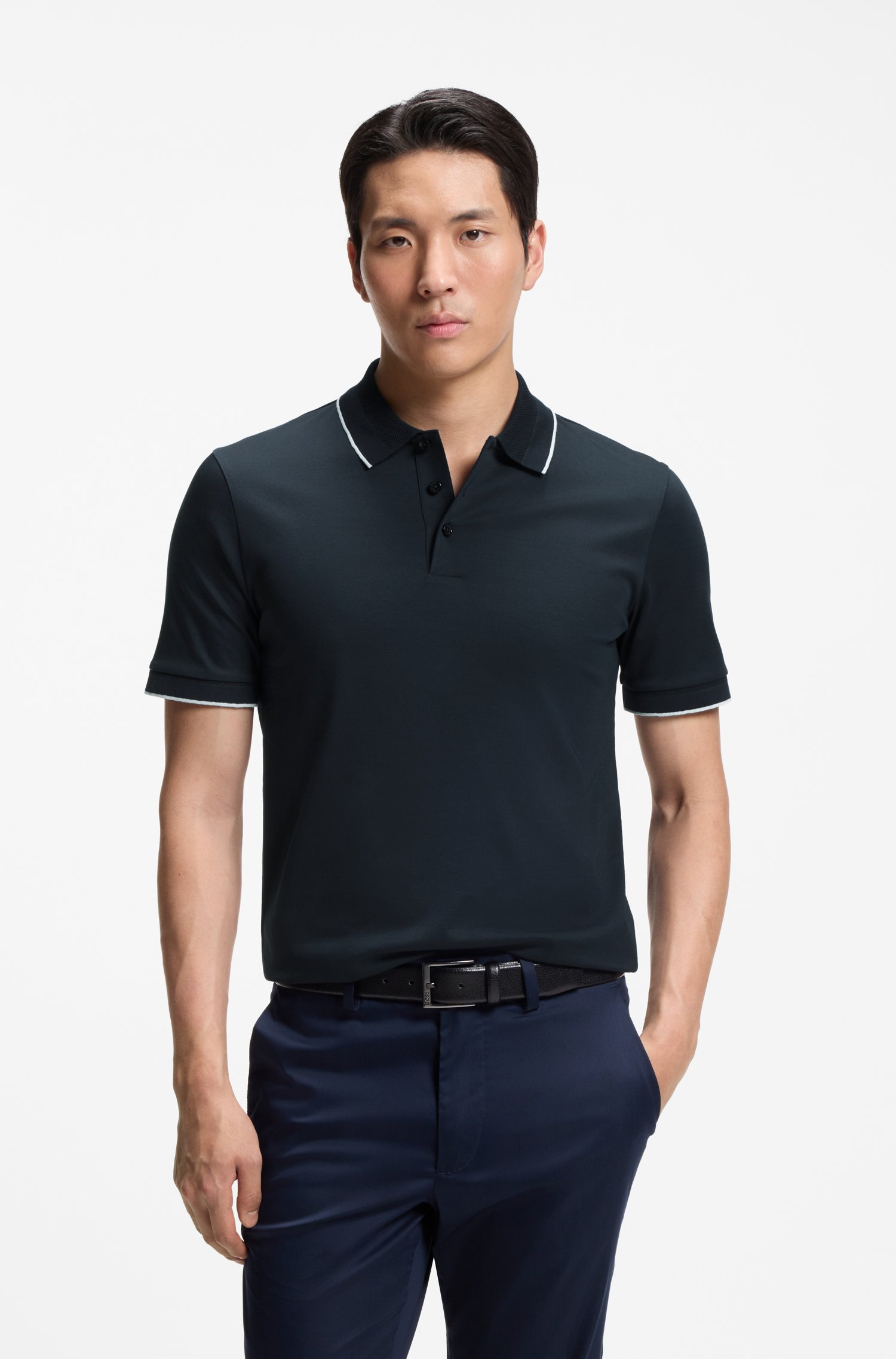 Boss Slim-fit polo shirt in mercerised cotton pikéer herr