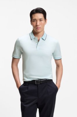 Slim-fit polo shirt in mercerised cotton
