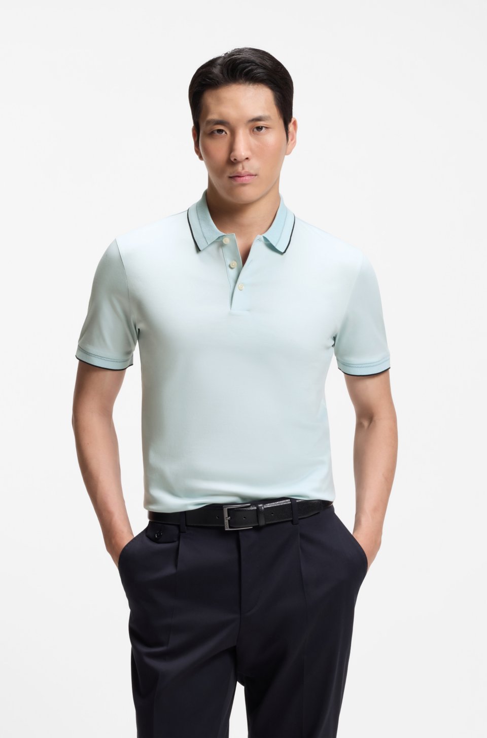 Slim-fit polo shirt in mercerised cotton