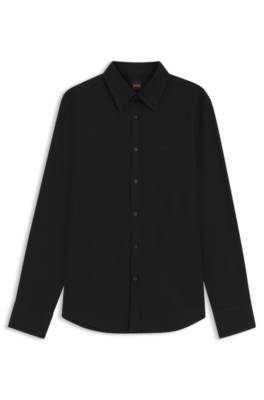 Boss Regular-fit shirt in stretch-cotton dobby casual skjortor herr – bild 4