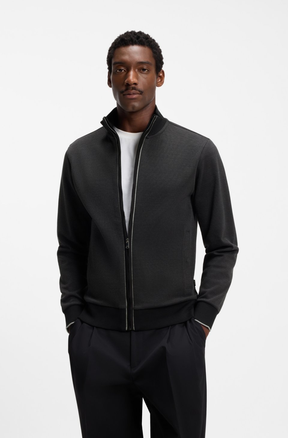 Cotton sweatshirt with zip neck