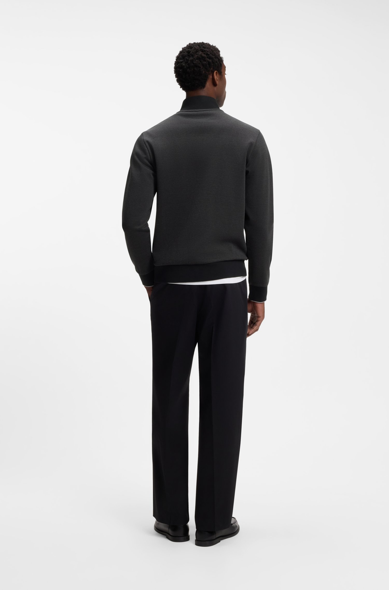 Boss Cotton sweatshirt with zip neck herr – bild 3