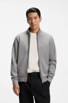 Cotton sweatshirt with zip neck, Light Grey