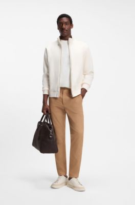 Felpa in cotone con colletto con zip, Colore neutro