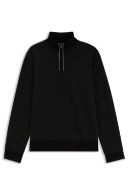 Funnel-neck cotton sweatshirt , Black