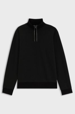 Sweatshirt mit Trichterkragen aus Baumwolle, Schwarz