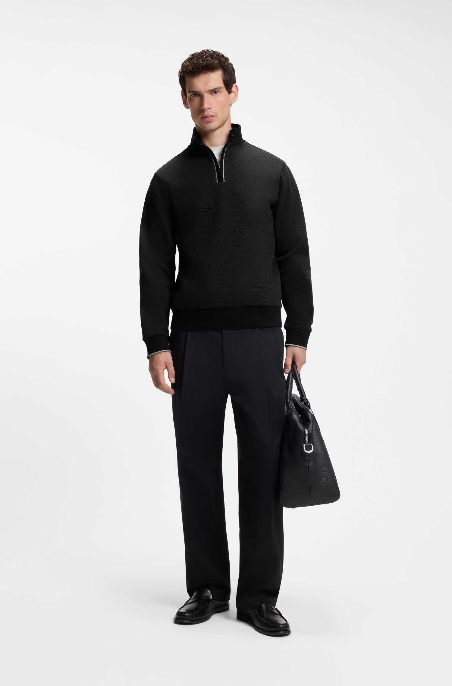 Boss Funnel-neck cotton sweatshirt herr – bild 2