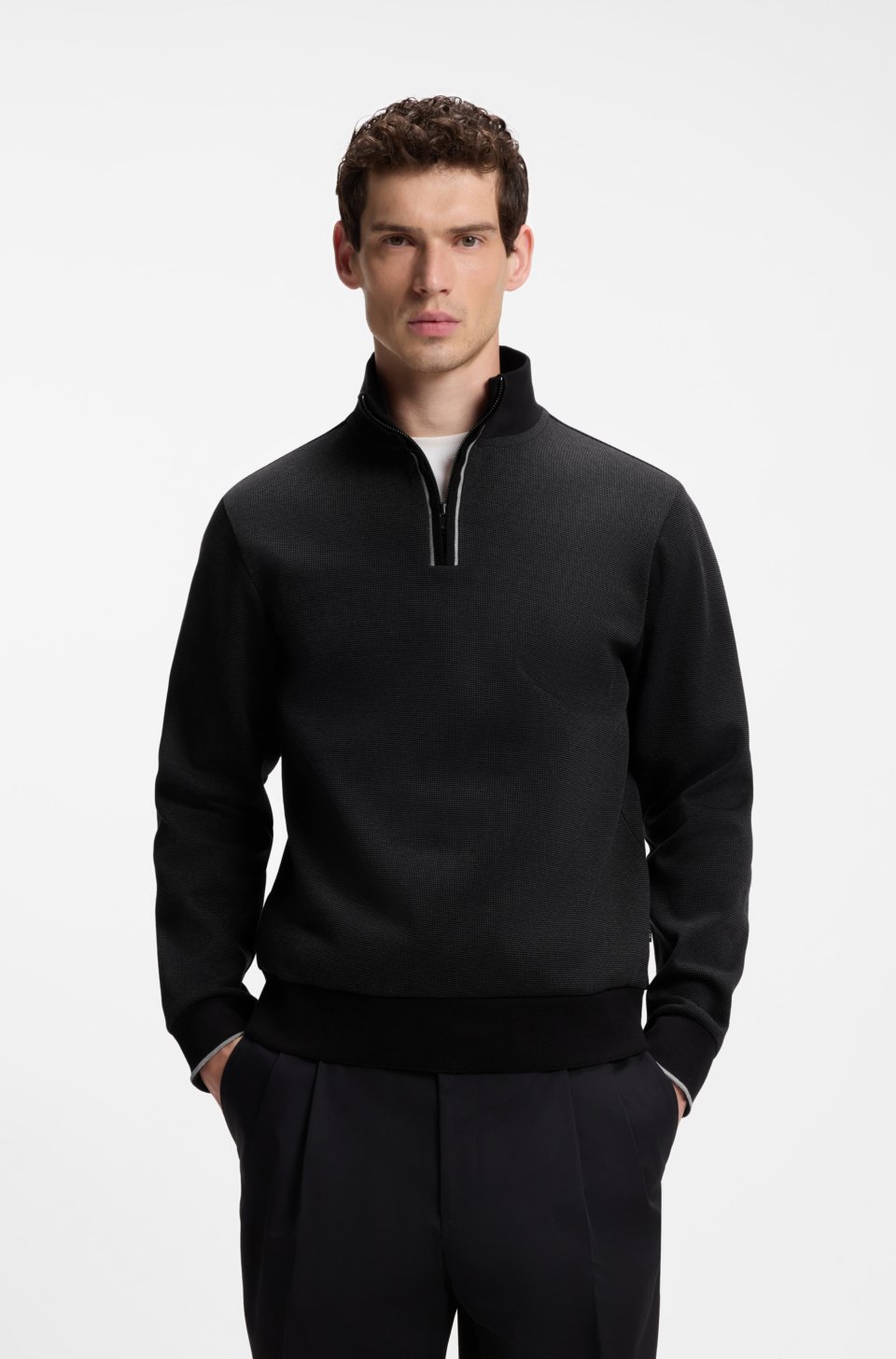 Funnel-neck cotton sweatshirt
