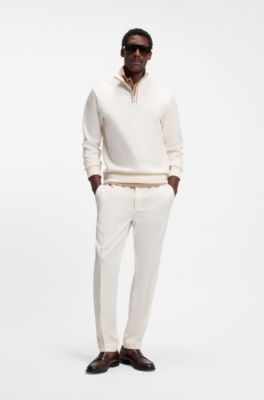 Katoenen sweatshirt met opstaande kraag , Naturel