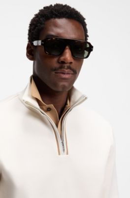 Funnel-neck cotton sweatshirt , Natural