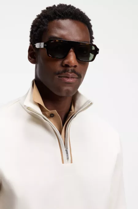 Sudadera de algodón con cuello mao alto