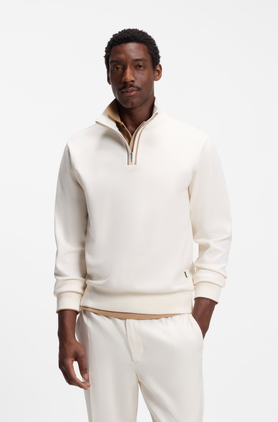 Funnel-neck cotton sweatshirt