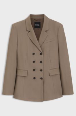 Slim-fit blazer in gabardine twill, Brown