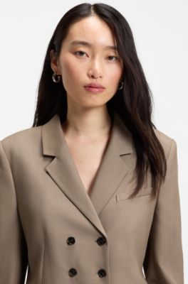 Slim-fit blazer in gabardine twill, Brown