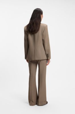 Slim-fit blazer in gabardine twill, Brown