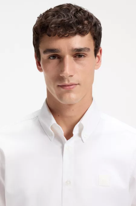 Regular-fit button-down shirt in cotton twill