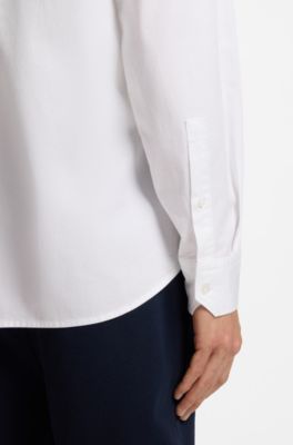 Regular-fit button-down shirt in cotton twill, White