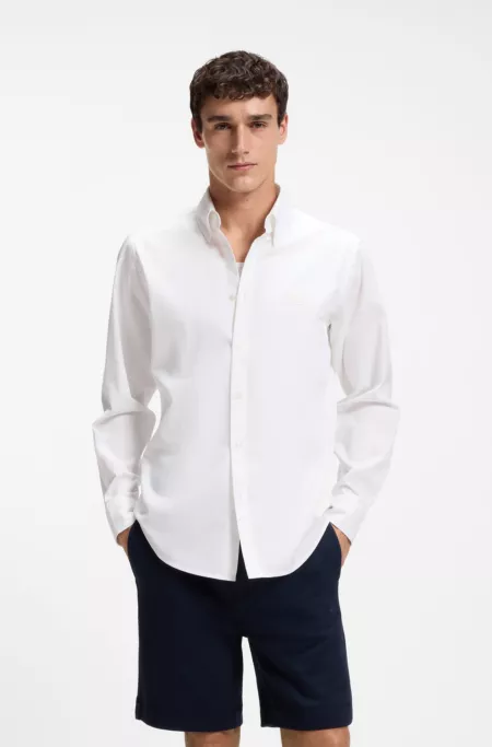 Regular-fit button-down shirt in cotton twill