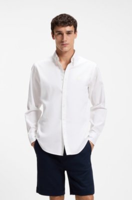 Regular-fit button-down shirt in cotton twill
