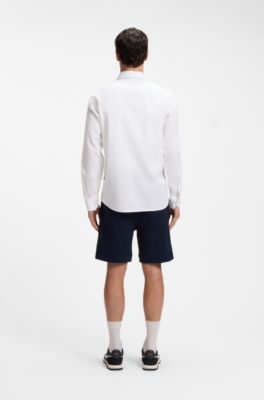 Camicia regular-fit in twill di cotone con colletto button-down, Bianco