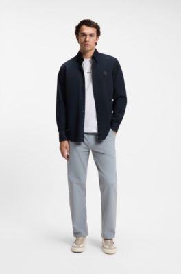 Regular-fit button-down shirt in cotton twill, Dark Blue