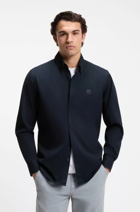 Regular-fit button-down shirt in cotton twill