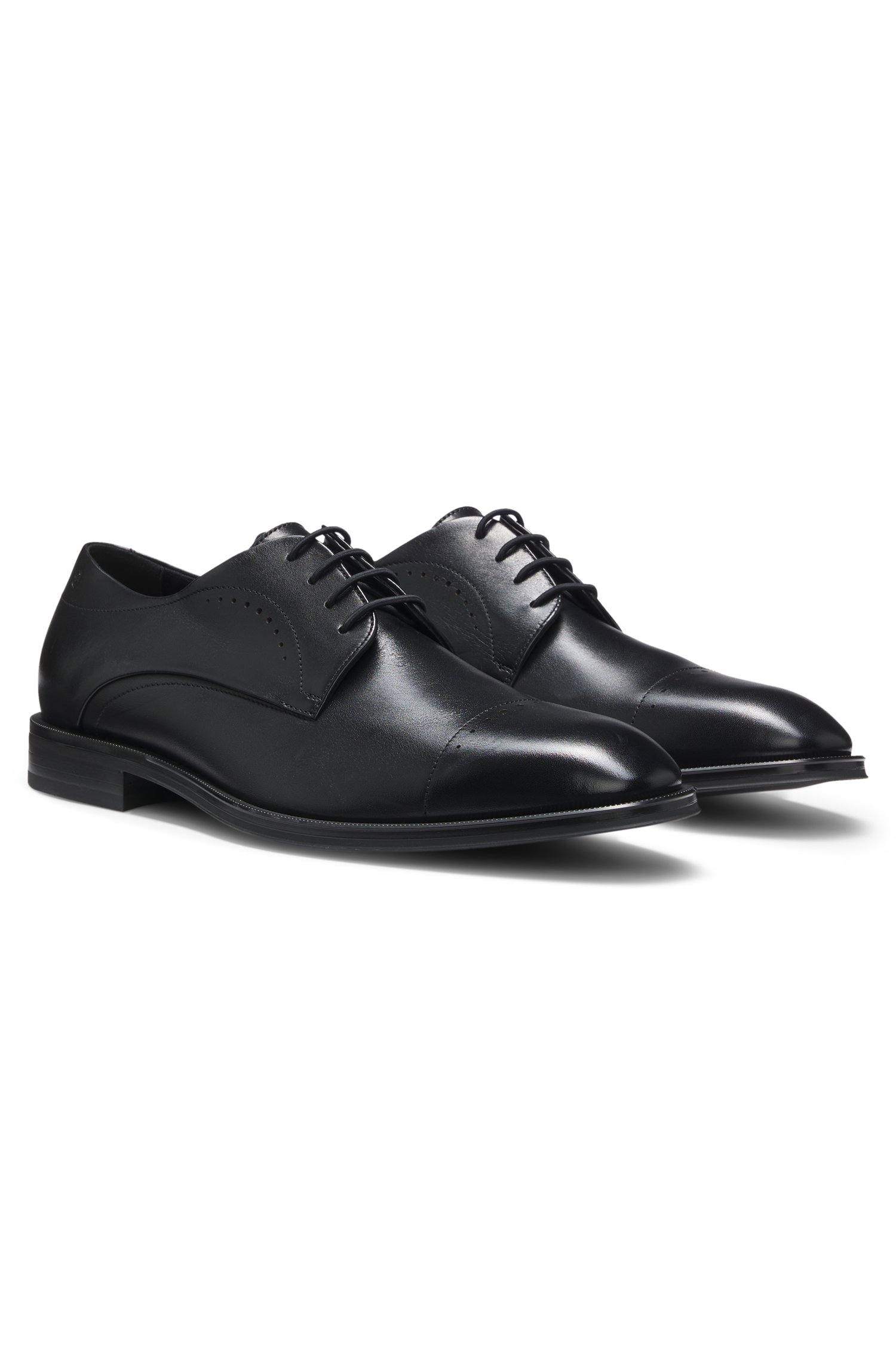 Boss Italian-made Derby shoes in leather with cap toe snörskor herr