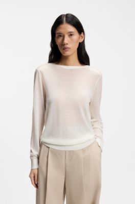 Gebreid vest met knoopsluiting aan de achterkant, Naturel
