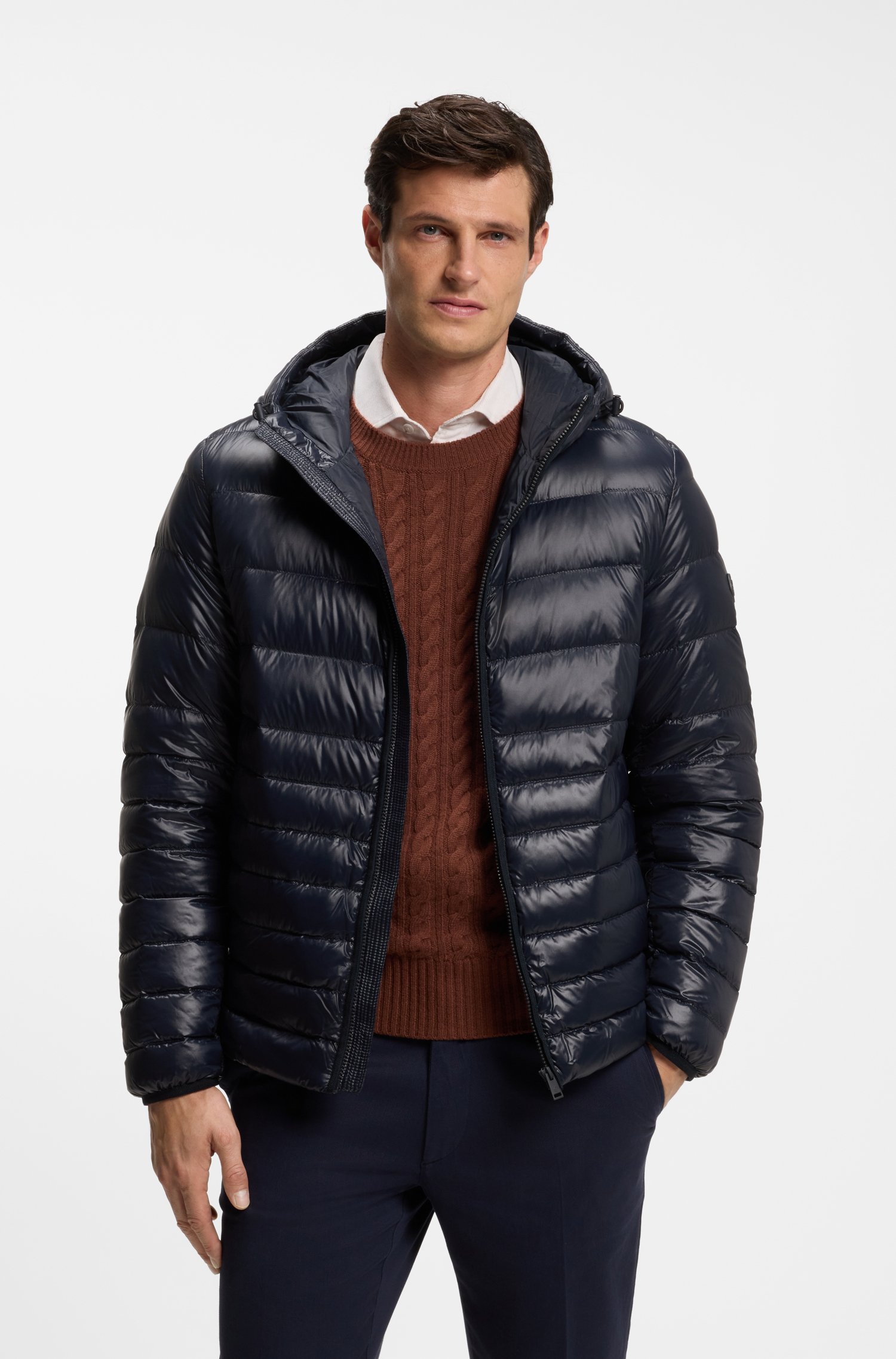 Boss Hooded down jacket in water-repellent fabric jackor herr