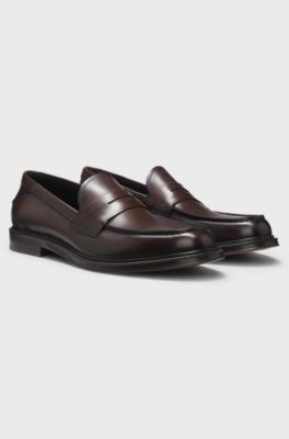 Mocasines hechos en Italia en piel suave, Marr&oacute;n oscuro