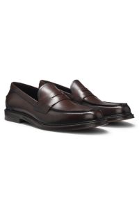 Italian-made loafers in soft leather, Dark Brown