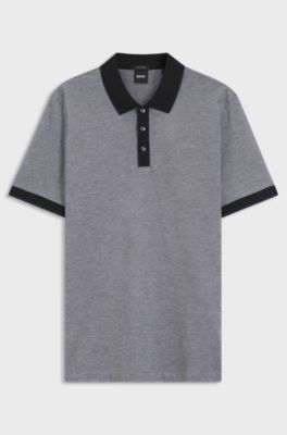 Regular-fit polo shirt in cotton, Grey