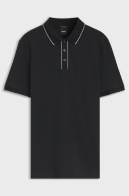 Regular-fit polo van katoen, Zwart