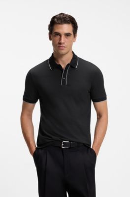 Regular-fit polo van katoen, Zwart